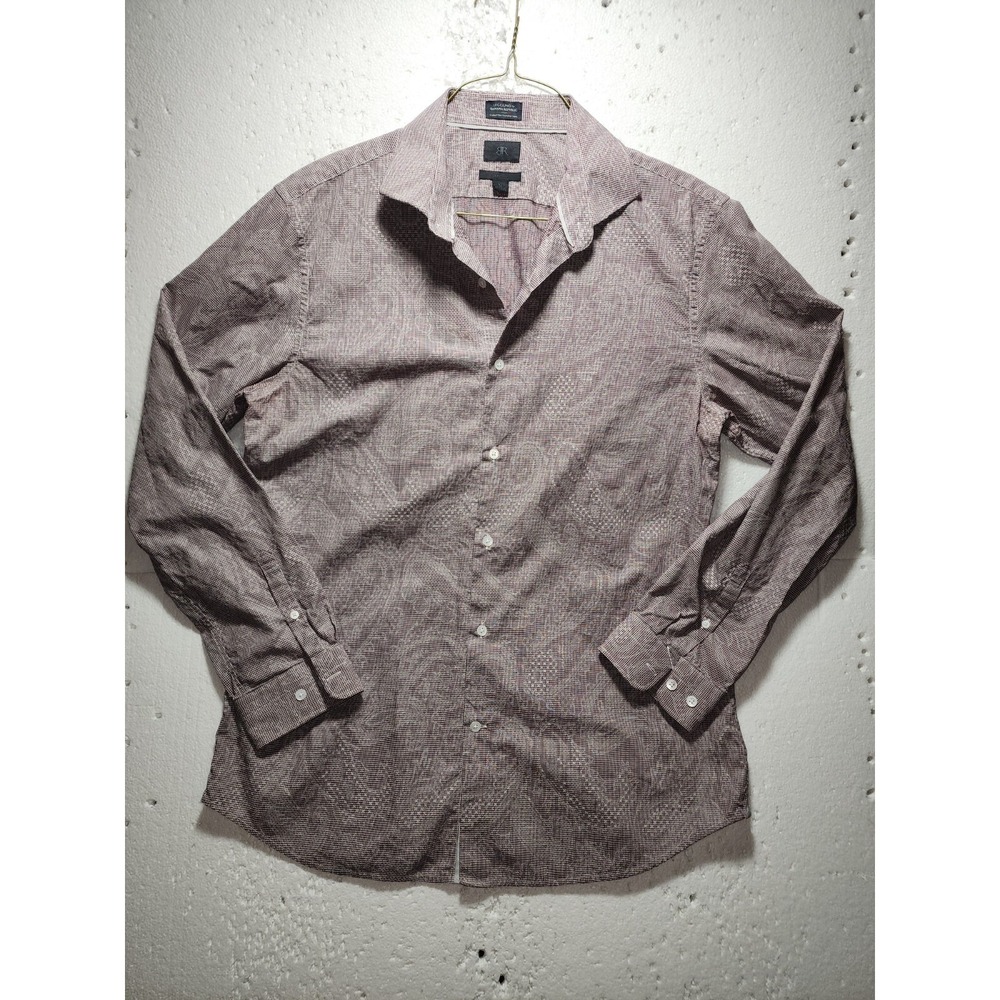 Banana Republic Shirt Men Brown White Check Casual Button Down Long Sleeve